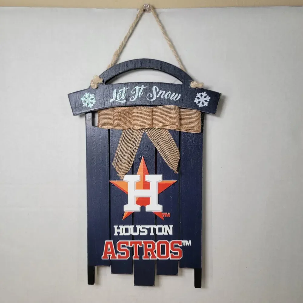 FOCO MLB Merch Houston Astros Christmas Sled Sign